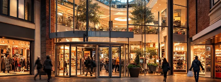 Winkelstraat in Hellevoetsluis met winkels en terras