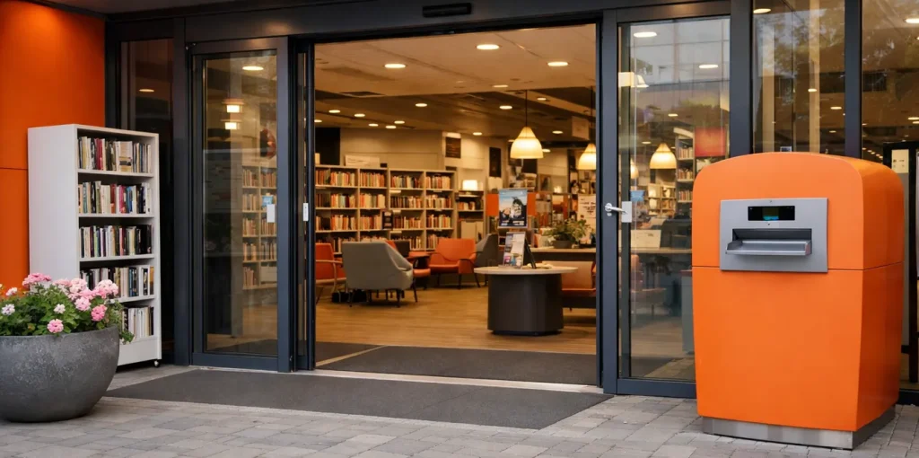 Ingang van de bibliotheek in Hellevoetsluis